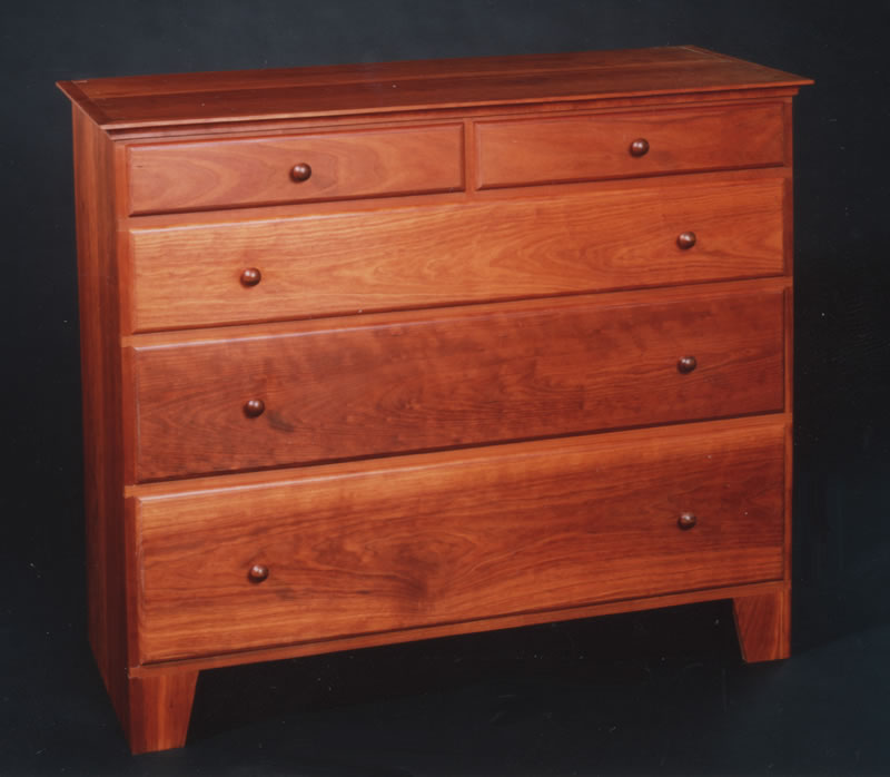 5 drawer Shaker bureau with angled base in cherry