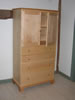 Maple Shaker bureau with cabinet, flush drawer fronts, narrow beveled panel doors, mitered base