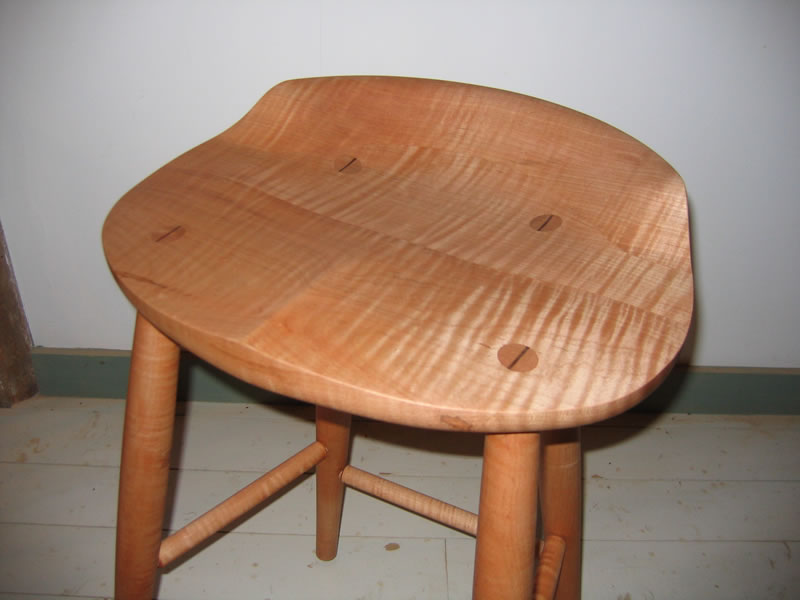 curly maple tractor seat stool