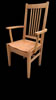 Mission arm chair with wood seat in cherry