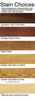 Chair stain choices. Black finish is also available for $30 additional.