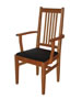 Mission arm chair in cherry with black leather seat.