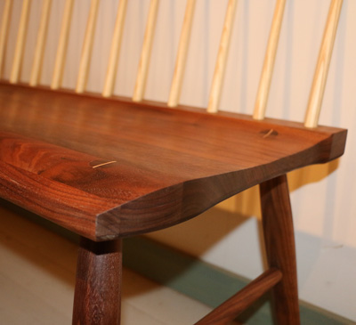 walnut spindle back bench
