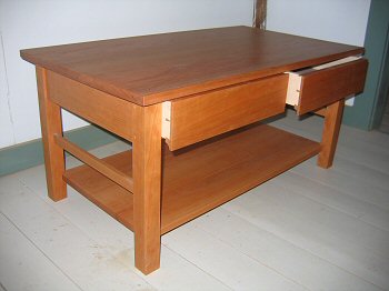 2 drawer coffee table with shelf