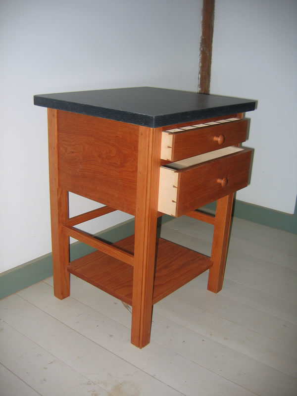 cherry 2 drawer night table with shelf