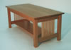Mission coffee table - cherry with maple spindles. 42" x 20" x 17" h